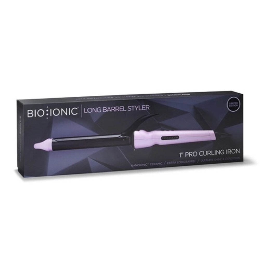 New in Box - Bio Ionic Long Barrel Styler 1" Pro Curling Iron - Lavender